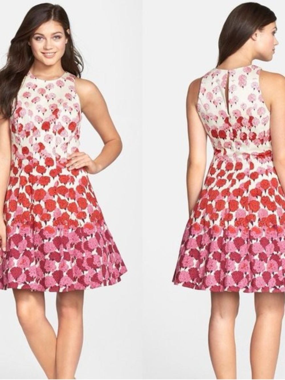 Maggy London Floral sleeveless spring dress mini pockets size 2 preppy romantic